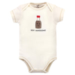 Touched by Nature Unisex Baby Organic Cotton Bodysuits, Fortune Cookie, 3-6 Months