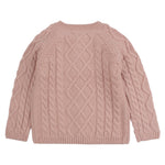 Peecabe Toddler Girl Sweaters Cable Knit Long Sleeve Crewneck Chunky Crochet Cardigans 1-6T (Skin Pink, 1T)