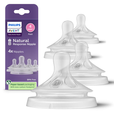 Philips Avent baby bottle nipples with packaging on a white background