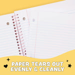 Yoobi College Ruled 8 x 10.5” Spiral Notebook Set – Bulk 6-Pack of 1 Subject Notebooks, Variety of Cute Designs – 100 Perforated 3-Hole Punched Sheets, For School, Office & Home