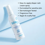 Bliss Baby Diaper Rash Cream Spray - Fragrance-Free, No Touch & Mess-Free, Treats, Soothes & Prevents Diaper Rash, Zinc Oxide, Dermatologist Tested, Vegan, Organic Aloe Vera, Shea Butter & Olive Oil