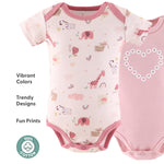 The Peanutshell Baby Girl Short Sleeve Bodysuits - Girl Clothes, Newborn 0-3, 3-6, 6-9, 9-12, 12-18, 18-24 Months Baby Clothes - 100% Cotton Infant, New Born Outfits - Rainbow Safari (18-24)