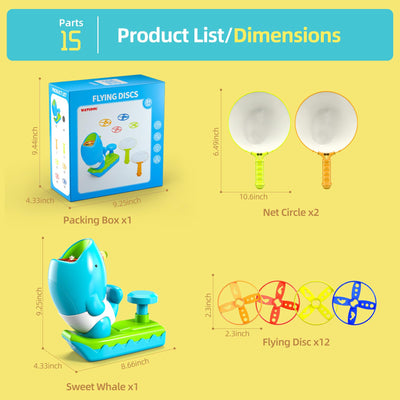 WATUDOU 15 PCS Flying Disc Launcher Outdoor Indoor Game Toys Gifts for 3 4 5 6 7 Year Old Boys Kids, Outdoor Outside Game Toys for Boys Girls Ages 3-5 4-8, Ideal 3 4 5 6 Year Old Birthday Gifts