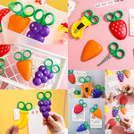 AKOAK 1 Count Paper Scissors, Children's Safety Paper Cuttings Scissors, Creative Fruit Scissors and Refrigerator Magnets are the Home Decorations for Students/Children (Strawberry)
