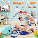 PLAY 4-in-1 Baby Play Mat - Dinosaur Baby Gyms & Playmats Tummy Time Mat Washable, Baby Activity Center with 4 Sensory Toys & 1 Soft Pillow, Develop Motor Skills Gift for Newborn Toddler - Multi