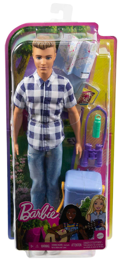 Barbie It Takes Two Camping Set with Blonde Ken Doll in Plaid Shirt & Accessories Including Cooler, Map & More