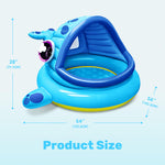 JOYIN Inflatable Shade Kiddie Pool,Whale Baby Pool Tent, Infant Swimming Pool for Kids （54" x 56" x 28"）,Blow Up Toddler Pool for Swim Party Toys Summer Water Beach Fun