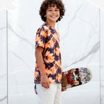 PATPAT Boys Tie Dye T-Shirts Size 7-8 Years Orange Short Sleeve Crewneck Neon Shirt Little Boy Casual Hippies Clothes