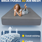 100% Waterproof Queen Mattress Protector with Enhanced Waterproofer, Breathable 3D Air Mattress Protector, Ultra Soft Cooling Mattress Cover Hypoallergenic Quiet Bed Cover Fits 6"-21"(Gray)