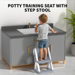 Potty Training Seat for Toddlers, 2 in 1 Potty Training Toilet with Anti-Slip Pad Step Stool, Toddler Toilet Seat for Boys and Girls (Include 2 Ducks)