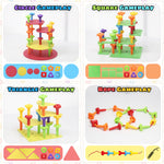Peg Board Toy set 73Pcs DIY Building Stacking Toys for Kids 3-6 Years Old,STEM Educational Kids Toy for Brain Development,Montessori Sensory Toys,Upgrade Various Foam Board Plastic Lacing String Game