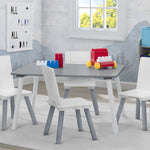 Delta Children Kids Table and Chair Set (4 Chairs Included) - Ideal for Arts & Crafts, Snack Time, Homeschooling, Homework & More, Grey/White