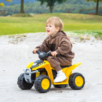 Costzon Kids ATV, 6V CAT Licensed Four Wheeler Quad Car Toy with LED Headlight, Horn, Treaded Tires, 4 Wheeler Electric ATV Ride on for 18-36 Months Boys Girls, Yellow