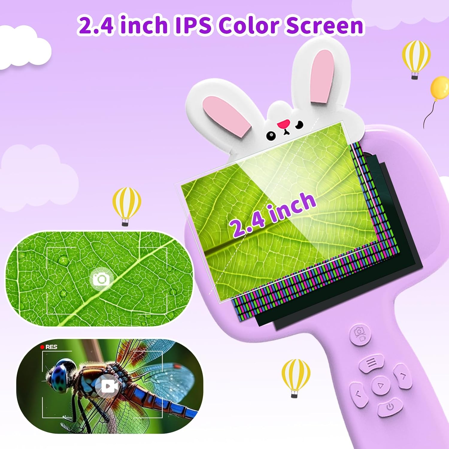 2026 NEW Microscope for Kids with 16 Slides, 2.4" Handheld Digital Pocket Microscope, STEM Educational Science Toys for New Year, Birthday Gifts for 3+ 4 5 6 7 8 9 10 11 12 Year Old Boys Girls, Purple