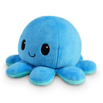 TeeTurtle - The Original Reversible Octopus Plushie - Happy Blue + Sad Light Blue - Cute Sensory Fidget Stuffed Animals That Show Your Mood 4 inch