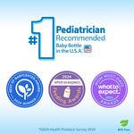 Dr. Brown's Natural Flow Anti-Colic Options+ Wide-Neck Baby Bottles 9 oz/270 mL, with Level 1 Slow Flow Nipple, 4 Count, 0m+