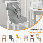Toddler Booster Seat for Dining Table, Toddler Harness Booster Seat for Table, PU Easy Cleaning Kitchen Chair Booster Seat with Backrest Portable Travel Booster Seat Eating for Kids Child-Grey