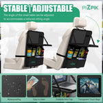 Plzpik Car Backseat Organizer with Tablet Holder,11 Storage Pockets with Foldable Food Tray, Protector Kick Mats for Kids, Travel Accessories Organizer (Black, 2Pack)