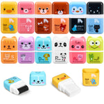 Sooez 12 Pack Pencil Erasers, Cute Erasers Pencil Eraser with Clean up Roller Pencil Eraser Shaving Roller Case Erasers for Party Favors Gift Supplies