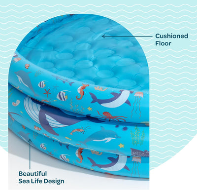 Inflatable Kiddie Pool for Toddlers, 48"X12" Round Plastic Blow Up Kids Swimming Pool, Outdoor Water Play, Ball Pit Toys for Kids Age 2 3 4 5, Summer Essential Baby Splash Pools with Cushioned Floor