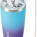 BJPKPK 30oz Stainless Steel Tumbler Color Block Insulated Tumblers Cup with Lid and Straw, Double Walled Travel Coffee Mug,Mint