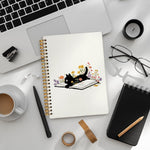 LIANGW Cat Notebook Journal for Teen Girls, Black Cats Floral Book Spiral Notebook for School Supplies, Cute Notebooks for School Aesthetic, Cat Lover Gifts for Women Men & Girls 5.5x8.3 Inch