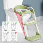 XIGGA 3 in 1 Potty Toilet Training Seat with 2-level Adjustable Steps, Equipped with Waterproof Cushion and Non Slip Step Stool, Dedicated Toilet Seat for Boys Girls - Green