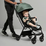 Jeep Altitude Compact Travel Stroller by Delta Children Greenguard Gold, Easy One Hand Fold, Lightweight, Extendable Canopy with Peek-a-Boo Window, Reclining Seat, 4 Wheel Suspension, Olive Green