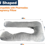 Pregnancy Pillow Cover Compatible with Pharmedoc,Unique U-Shape Design,Soft and Breathable,Grey,1PC(Cover Only)