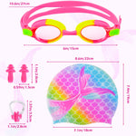 AuSletie Kids Swim Caps for Girls, Silicone Waterproof Swimming Cap for Kids, Durable Comfortable Swimming Caps for Girls