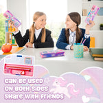 Henoyso Multifunctional Pencil Box for Girls Unicorn Pencil Case with Calculator and Sharpener Cool Cute Pencilcase School Supplies Essentials Valentine's Day Birthday Gift Present for Kids Teens