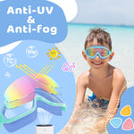 Vvinca Kids-Swim-Goggles with Bungee Strap Wide View Anti Fog UV No Leak Swimming Mask Pool Goggle for 3-14 Toddlers Girls Boys