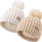 Baby Beanie Hats with 2-Pack,Warm Winter Hats for Boys and Girls,Infant Fleece Lined Toddler Baby Hats for 0-36 Month