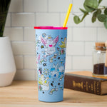 Silver Buffalo Care Bears Double Walled Stainless Steel Tumbler with Straw - 22 Ounces, Featuring Grumpy, Love-A-Lot, Cheer, Wish, and Good Luck Bears