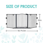 Regalo Safety 56-74.5" Super Wide Baby Gate for Doorways & Open Spaces, Wall Mounted Configurable Safety Gate with Walk-Through Door for Babies, Toddlers & Pets, Black