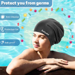 3 Pack Extra Large Swim Cap for Braids & Dreadlocks - Waterproof Silicone Swim Hat for Women & Men with Long Thick Hair, Protective Swim Cap Cover Ears for Swimming, Shower, Bathing