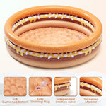 Inflatable Baby Pool Small Kiddie Swimming Pool, 3 Rings Round Pad Pool for Kids & Toddler, Portable Beach Backyard Kiddie Pool, Indoor & Outdoor Water Game Toys for Girl/Boy (Brown)