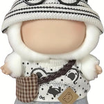 17cm Doll Clothes – 6-Piece Set, Hat + Overalls + Shirt + Camera + Glasses + Shoes, Cute and Premium Dolls Outfit Accessories (Black)