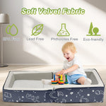 Toddler Travel Bed, Portable Kids Floor Bed for Sleeping with Foam Mattres, Washable Toddler Cot for Kids Aged 1-4, Velvet Fabric
