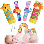 URMYWO Wrist Rattles for Baby - Rattle Socks - Foot Finder Set - Baby Toys for 0-12 Months Infant - Newborn Essentials - Early Learning Sensery Toys for Boys and Girls as Shower Gifts Valentines Gifts