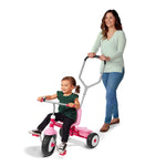 Radio Flyer Deluxe Steer & Stroll Trike, Pink, For Kids 2-5, 2-in-1 Parent Steer Tricycle, Removable Push Handle, Adjustable Seat, Steel Frame, Covered Storage Bin, Tricycle for Toddlers and Kids