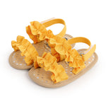 WaiHeikki Baby Girls Summer Sandals Cute Anti-Slip Soft Sole Ruffle Flat Shoes Toddler First Walker (Yellow, 0_months-6_months)