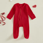 My First Christmas Baby Girl Outfit Long Sleeve Footed Romper Christmas Onesie Zipper Jumpsuit Newborn Clothes