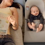 BabyBjörn Bouncer Balance Soft, Tri-Fabric, Sand Grey | 2-in-1 Adjustable Baby Bouncer Seat and Toddler Chair, Newborn to Toddler (8-29 lbs), 4 Positions, Lightweight & Portable