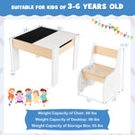 Costzon Kids Table and Chair Set, 4 in 1 Wooden Activity Table & 2 Chairs with Detachable Blackboard for Arts, Crafts, Drawing, Reading, Storage, 3 PCS Toddler Table and Chairs for Boys Girls (White)