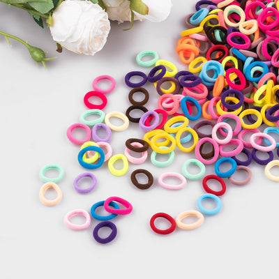TVINLIK 350 PCS Multicolor Cotton Hair Ties, Small Baby Hair Ties for Kids and Girls, No Crease Finger Hair Ties, Hair Elastics Ponytail Holders