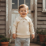 Toddler Baby Boy Long Sleeve Shirt Waffle Knit Fall Clothes Solid Color Polo Pullover Top Sweatshirt (Apricot, 18-24 Months)