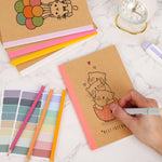 EOOUT 5 Pack A5 Composition Notebook, Kraft Lined Journal Bulk with Pink Spine, 5 Colors, 60 Pages for Women Girls Kids, School Office Supplies