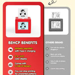 Behcp Smart AI Voice Sticker Printer Box, Magic Thermal Sticker Maker with Display, Inkless Portable Sticker Box for Home, Office, Study & DIY Projects, 5 Rolls Paper Included