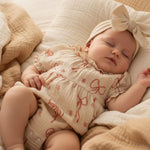 Newborn Baby Girl Cotton Linen Bubble Romper Summer Clothes Vintage Ruffle Short Sleeve Onesie Bodysuits Outfit (Khaki, 0-3 Months)